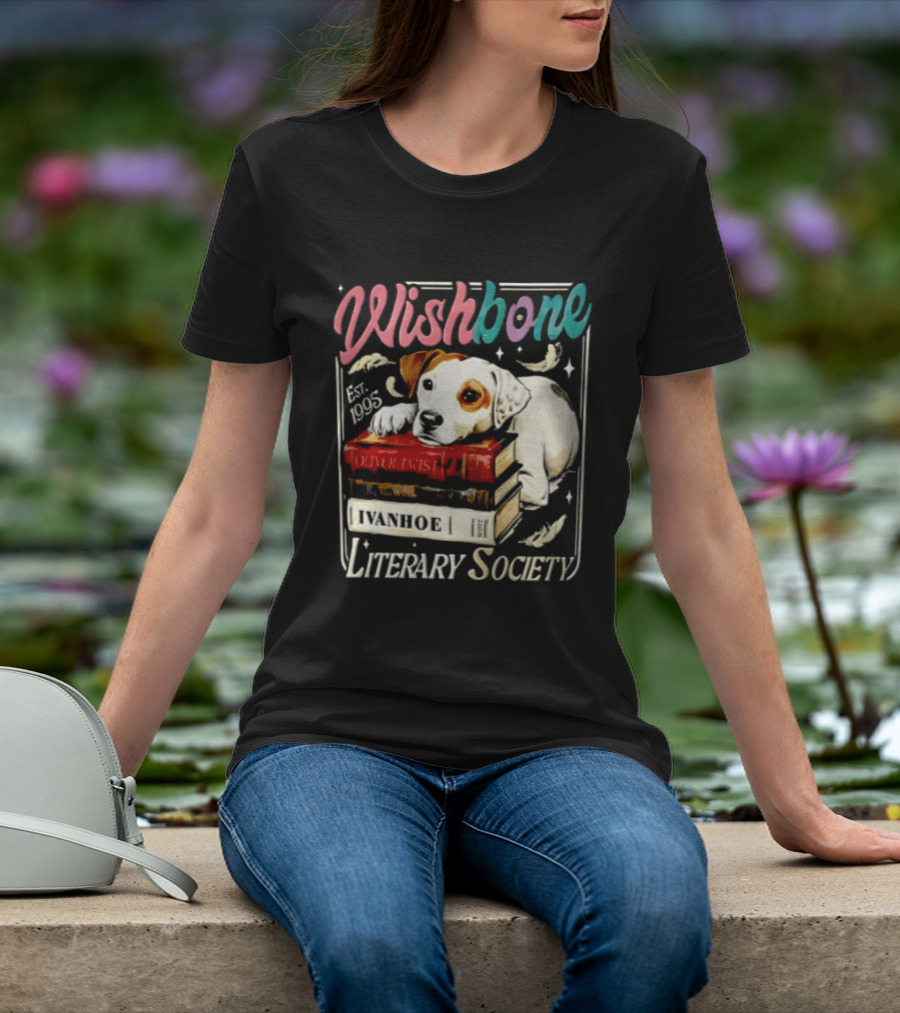 Wishbone Jack Russell Terrier Literary Society Ivanhoe Aaron Twist Books T-Shirt