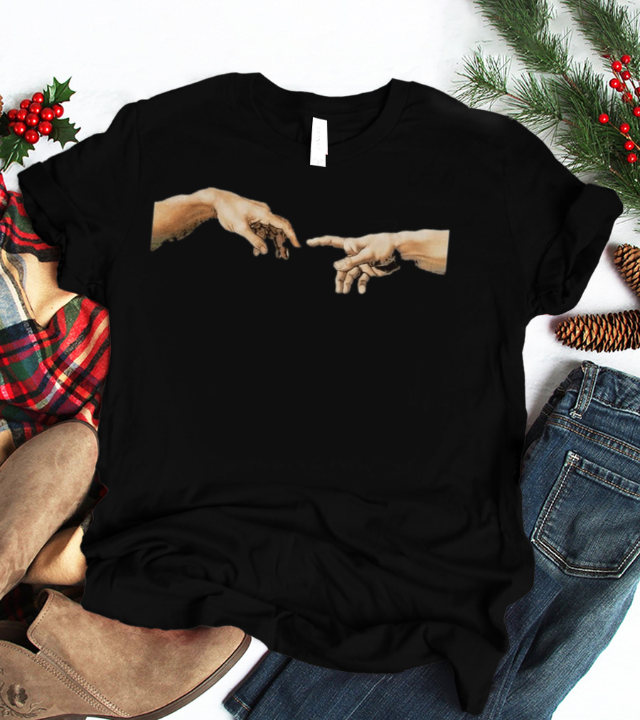 Michelangelo The Creation Of Adam Hands Gesture Renaissance T-Shirt