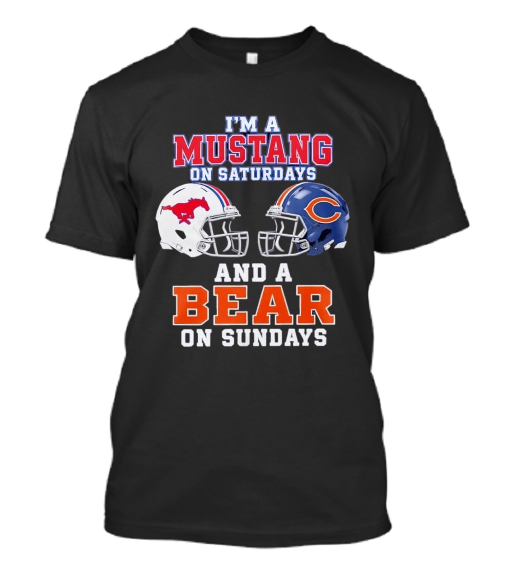 I'm A Mustang On Saturdays And A Bear On Sundays Football Helmet Logos T-Shirt