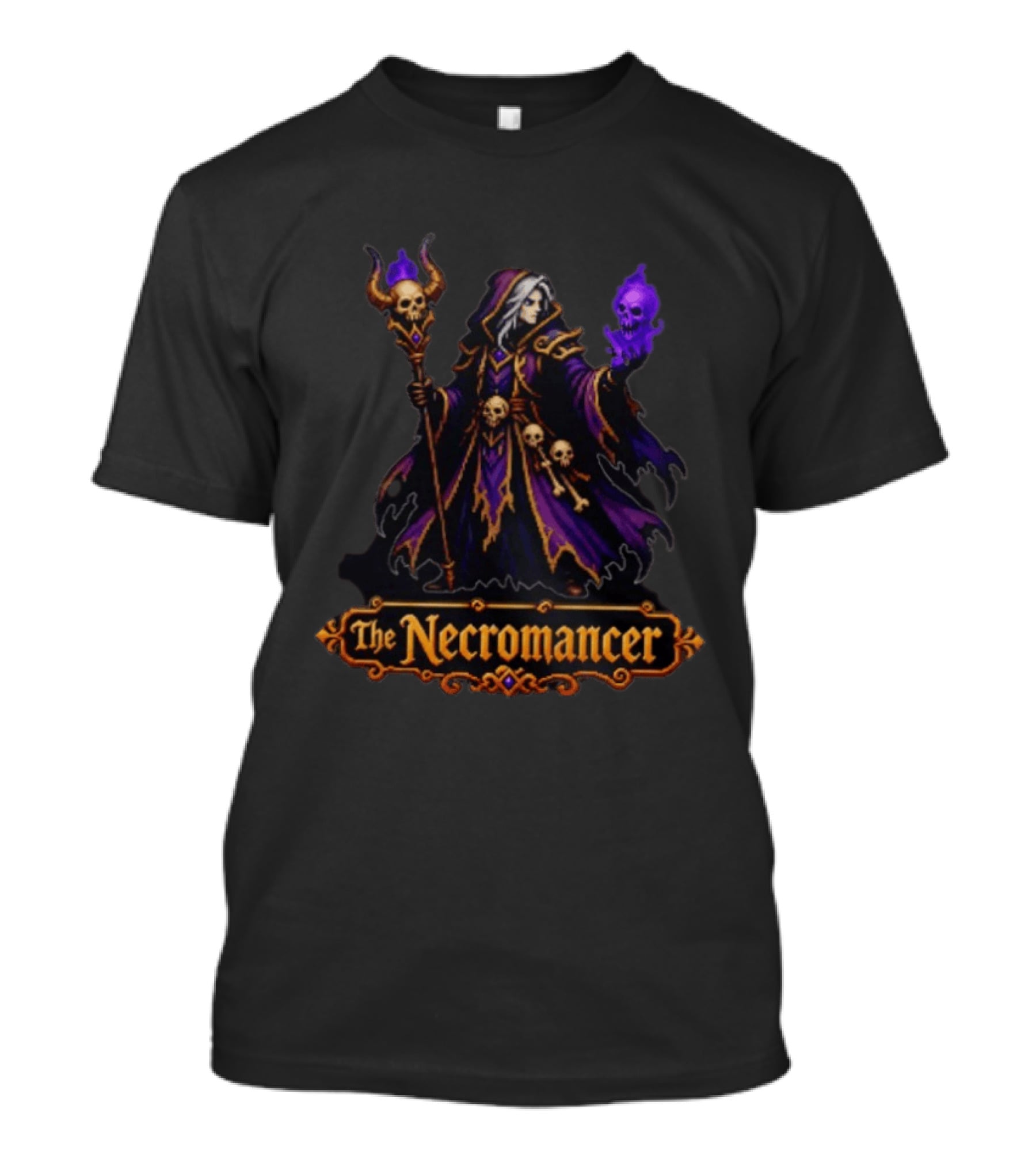 The Necromancer Retro 16 Bit Game Character Art Pixels T-Shirt