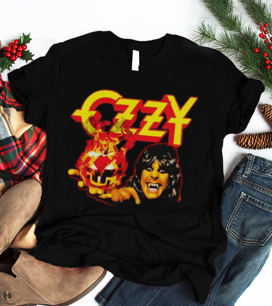 Ozzy Osbourne Halloween Pumpkin Fiery Face T-Shirt