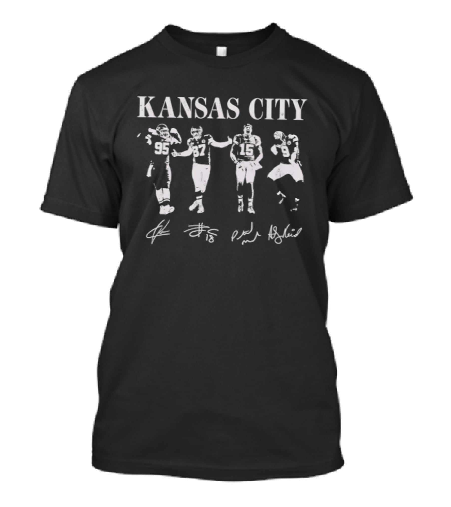 Kansas City Chiefs Players 95 87 15 9 Silhouette Signatures T-Shirt