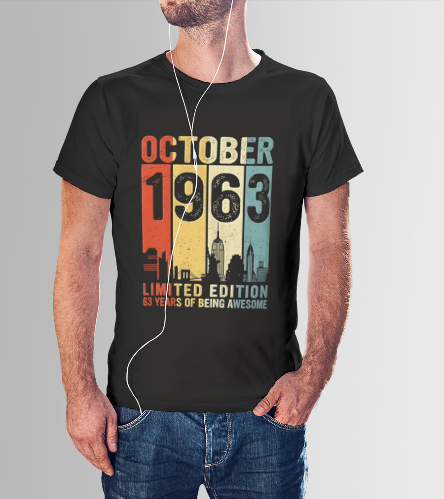October 1963 Limited Edition 60 Years Of Being Awesome New York City Skyline T-Shirt