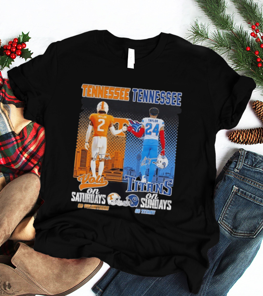 Tennessee Volunteers On Saturdays Go Volunteers Tennessee Titans On Sundays Go Titans T-Shirt