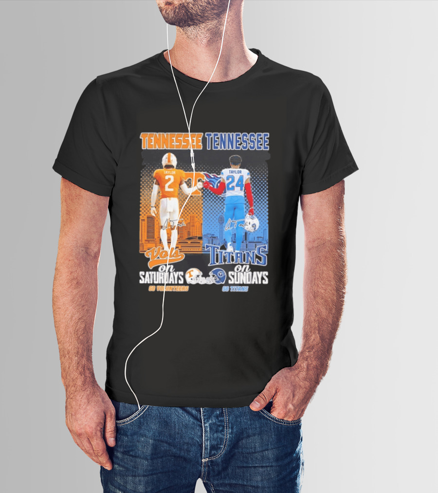 Tennessee Volunteers On Saturdays Go Volunteers Tennessee Titans On Sundays Go Titans T-Shirt