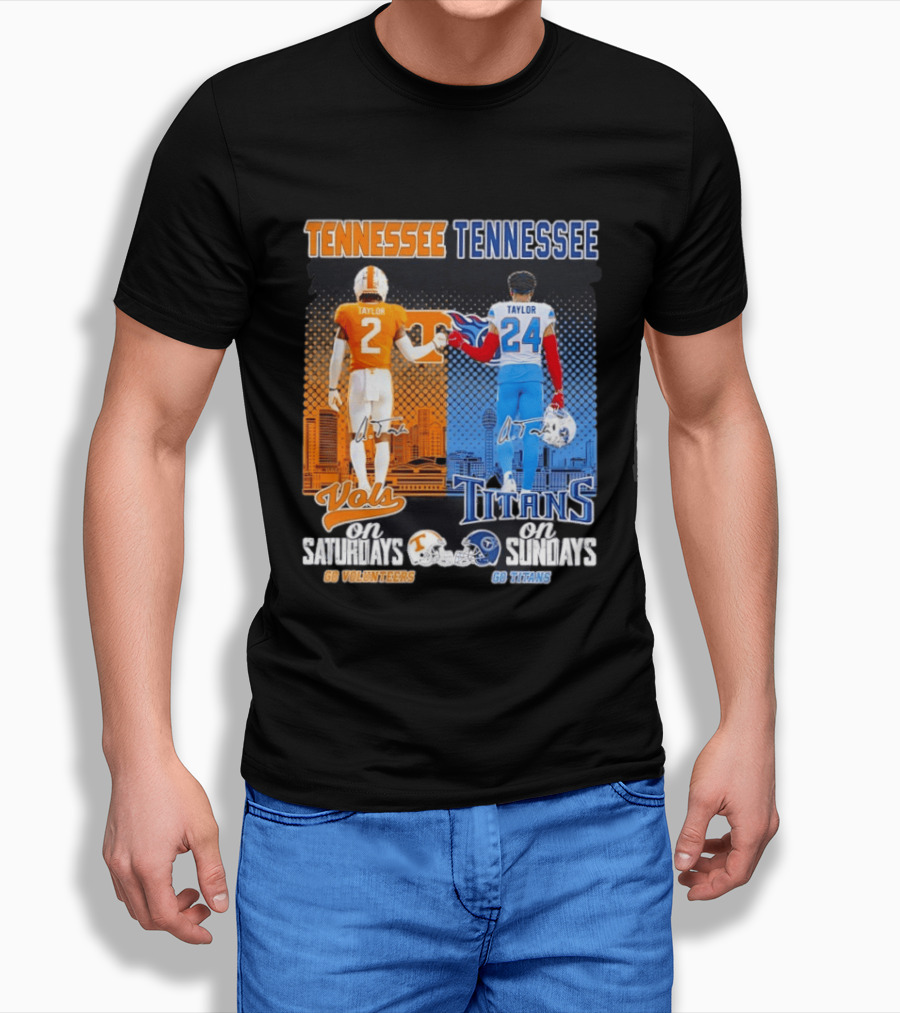 Tennessee Volunteers On Saturdays Go Volunteers Tennessee Titans On Sundays Go Titans T-Shirt