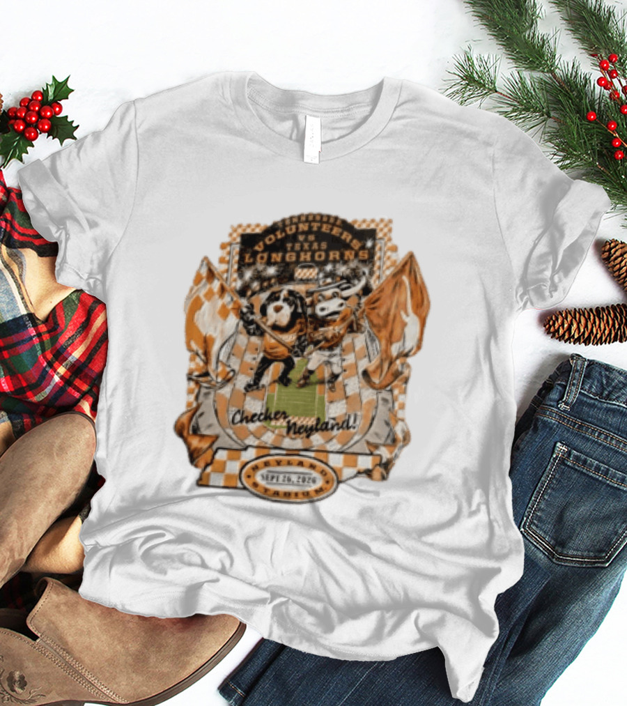 Tennessee Volunteers Vs Texas Longhorns Neyland Stadium Checker Neyland Sept 26 2026 T-Shirt
