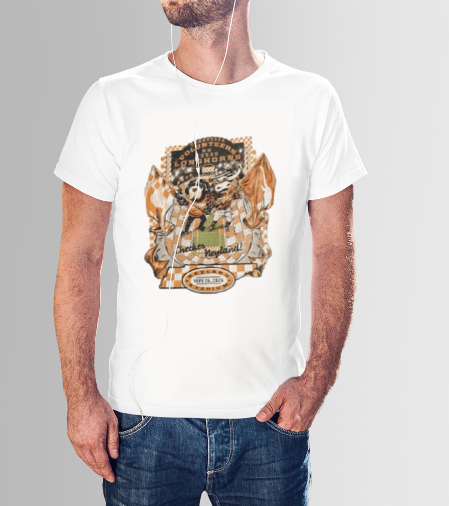 Tennessee Volunteers Vs Texas Longhorns Neyland Stadium Checker Neyland Sept 26 2026 T-Shirt