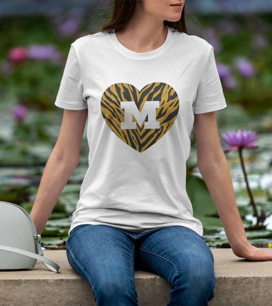 Mizzou Heart M Tiger Stripes Bold Spirit T-Shirt