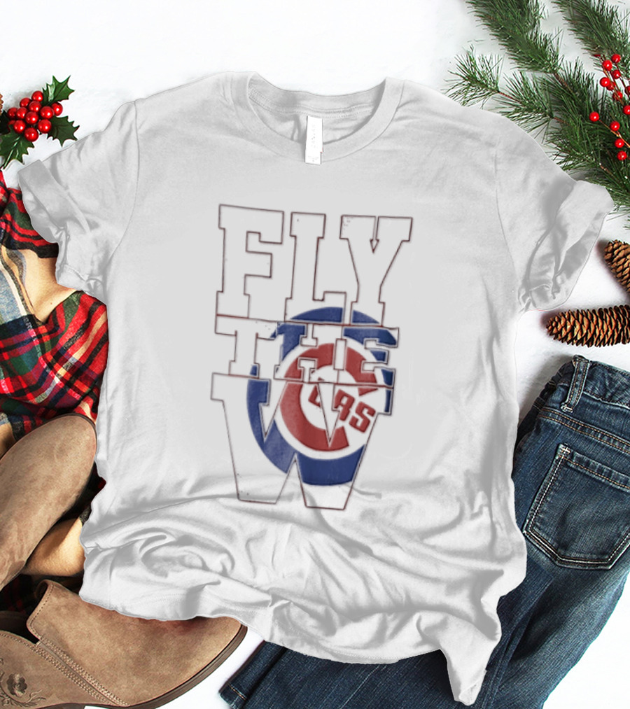 Fly The W Chicago Cubs Large Lettering Red And Blue T-Shirt