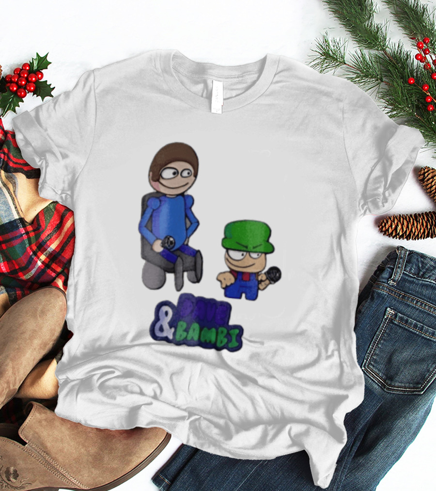 Dave And Bambi Characters Holding Microphones Cartoon T-Shirt