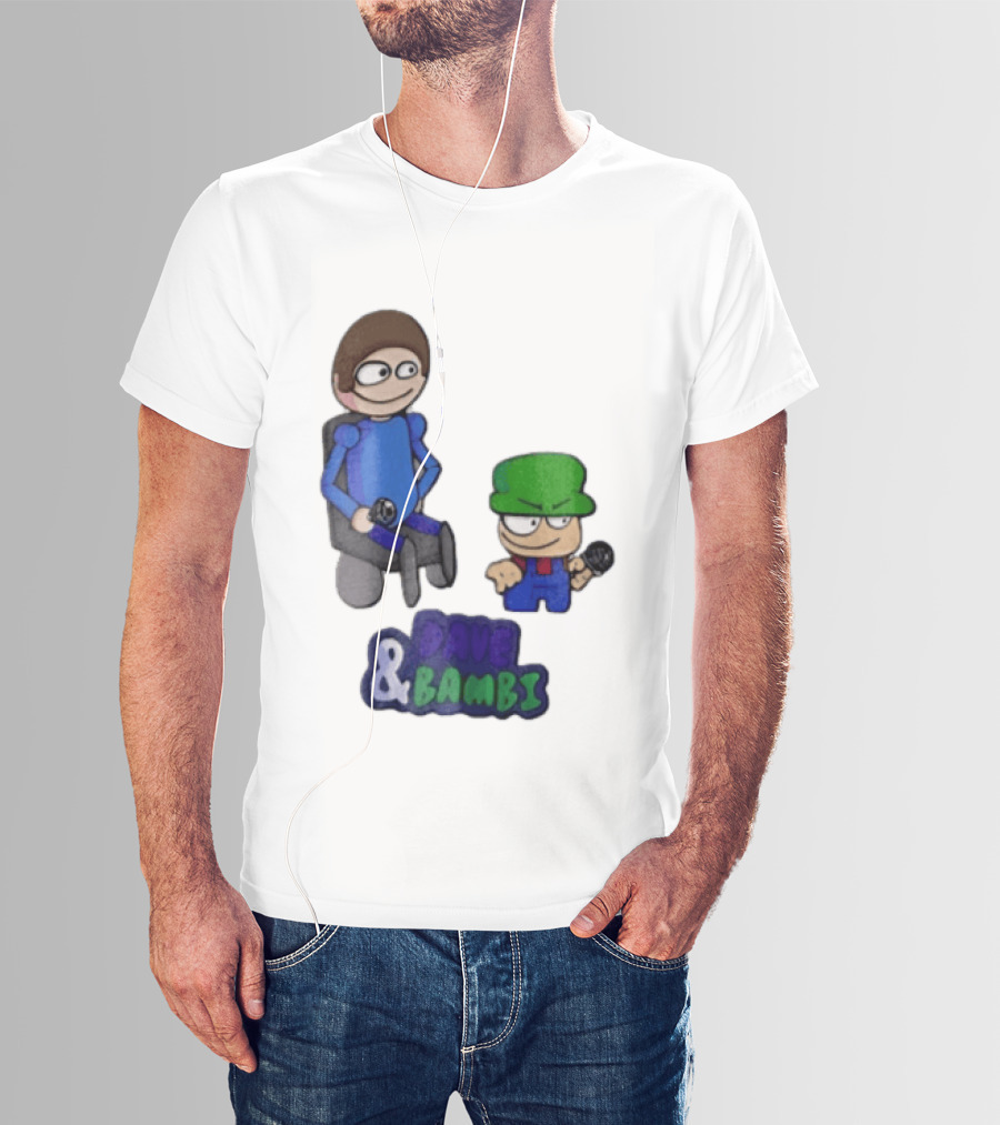 Dave And Bambi Characters Holding Microphones Cartoon T-Shirt