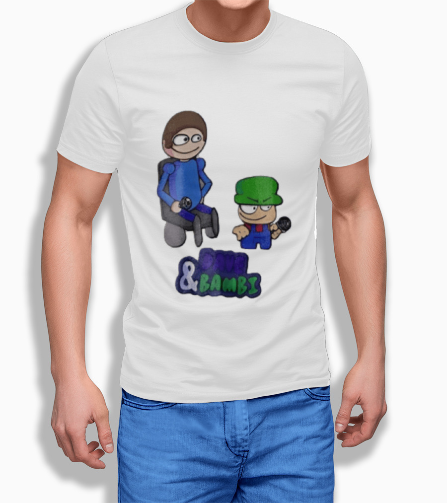 Dave And Bambi Characters Holding Microphones Cartoon T-Shirt