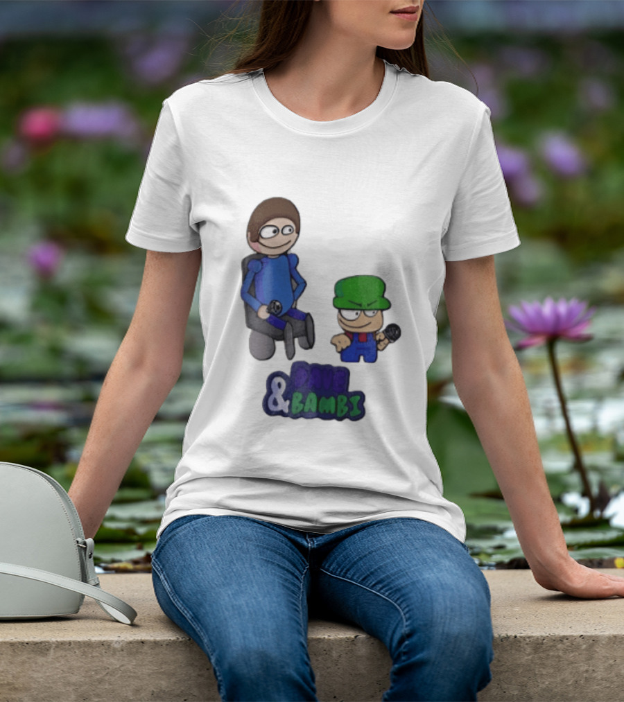 Dave And Bambi Characters Holding Microphones Cartoon T-Shirt