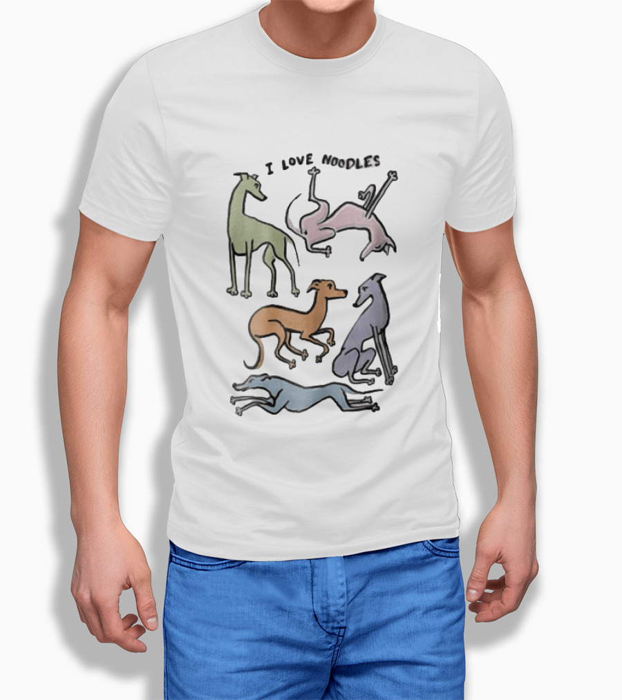 I Love Noodles Five Colorful Greyhound Dogs T-Shirt