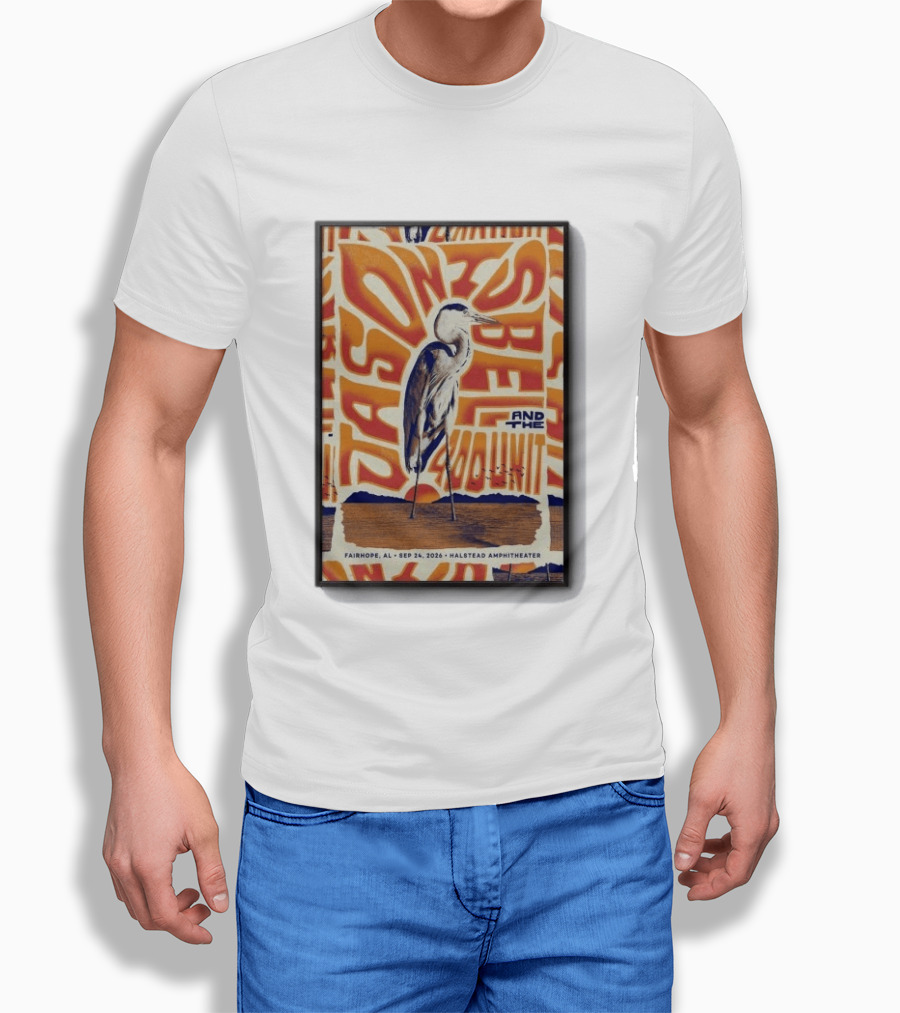 Original Jason Isbell And The 400 Unit September 24 2026 Fairhope AL Halstead Amphitheater Heron T-Shirt