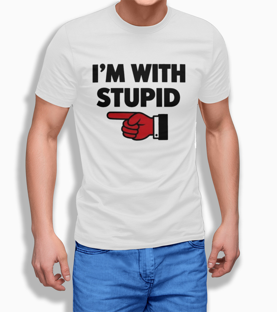 I'm With Stupid Red Foam Finger Gesture T-Shirt
