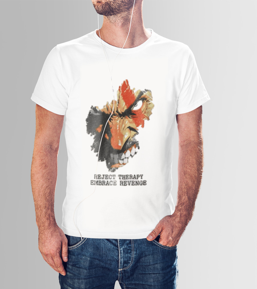 Reject Therapy Embrace Revenge Kratos Angry Bearded Man Red Tattoo God Of War T-Shirt