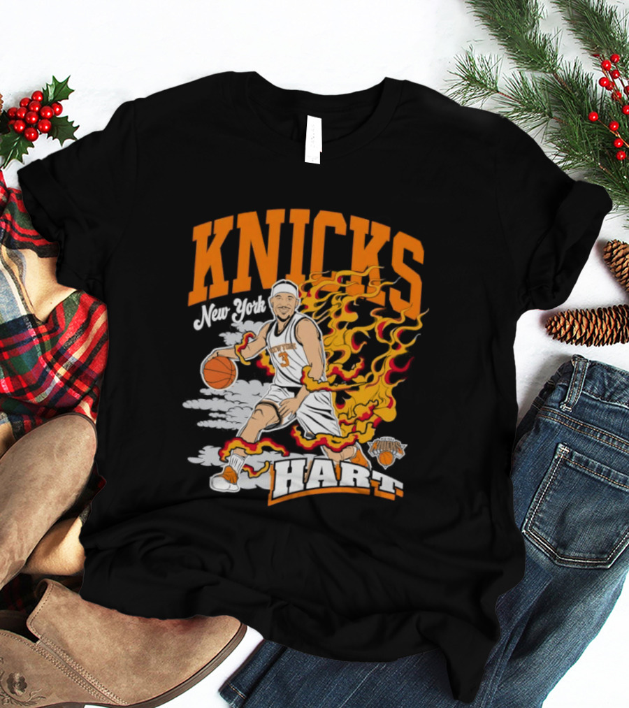 New York Knicks Josh Hart No 3 Basketball Fire T-Shirt