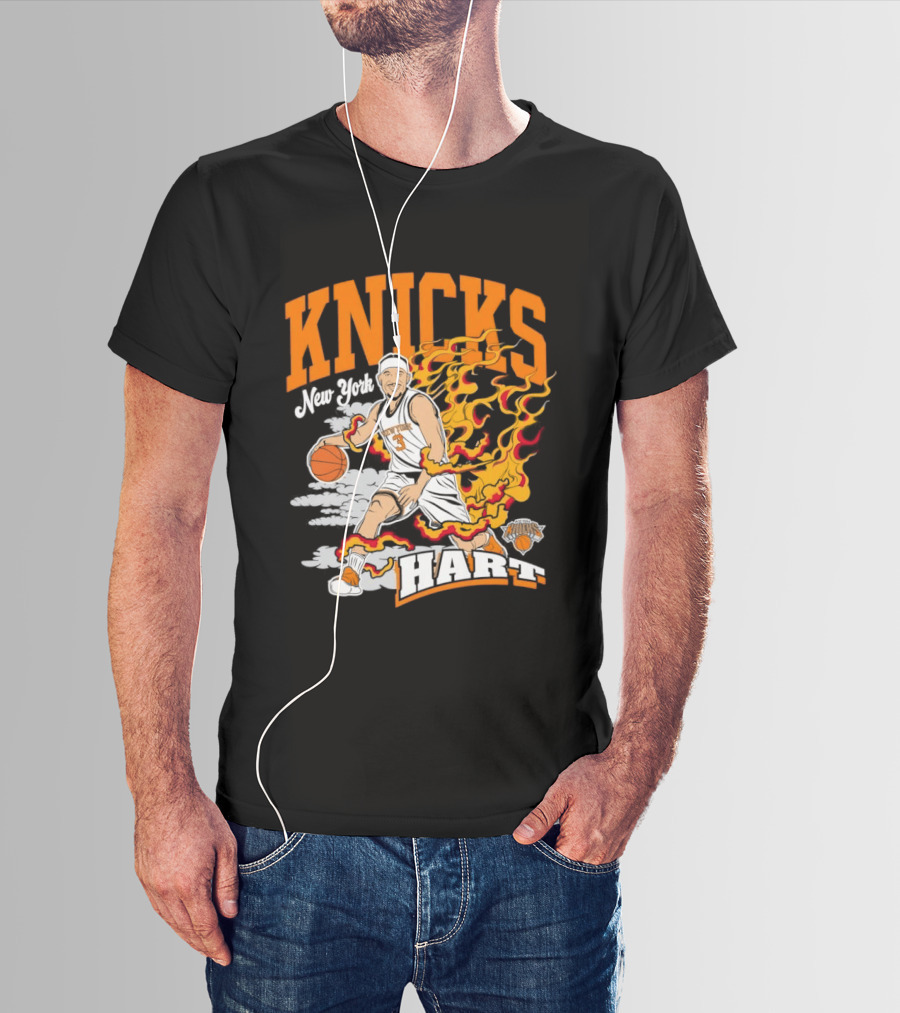 New York Knicks Josh Hart No 3 Basketball Fire T-Shirt