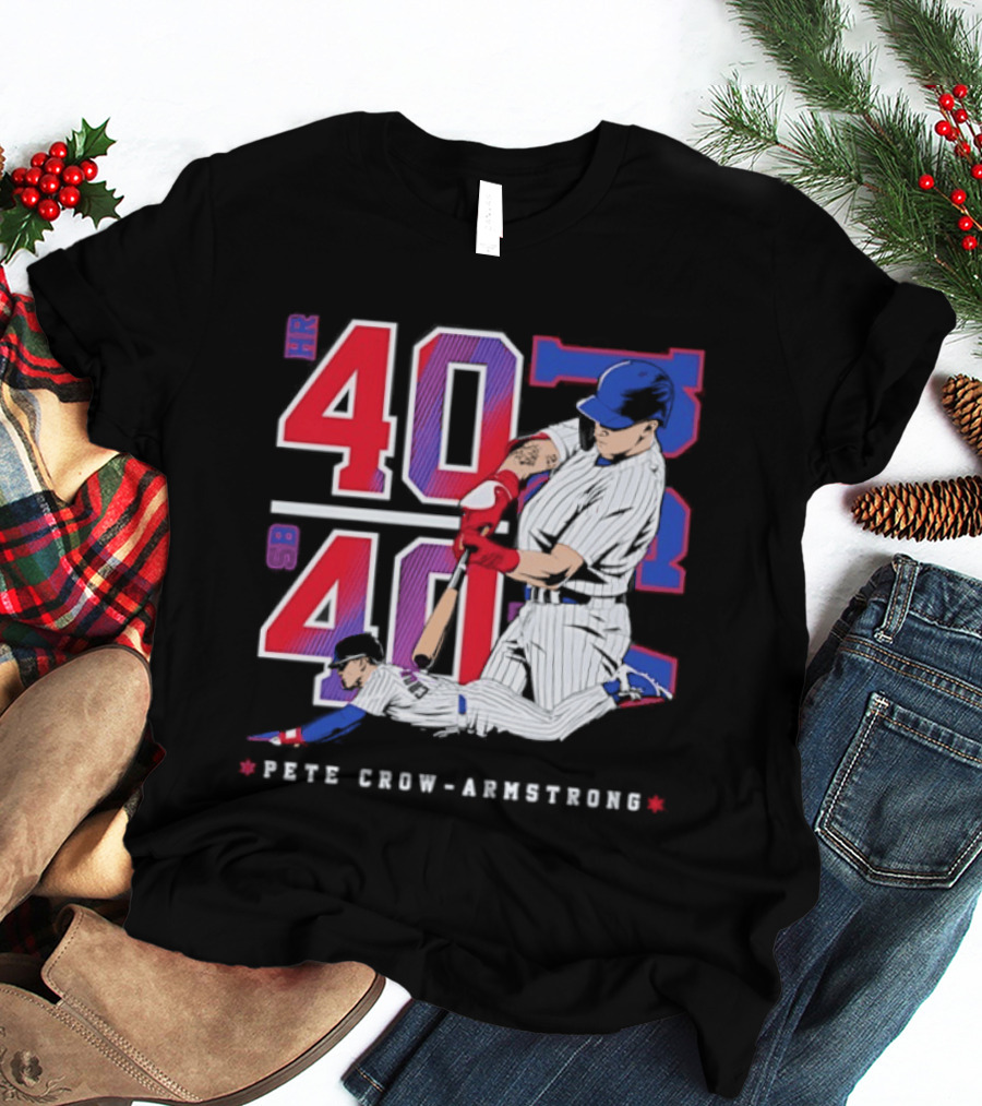 Pete Crow Armstrong 40 40 HR SB Club Chicago Cubs Players T-Shirt