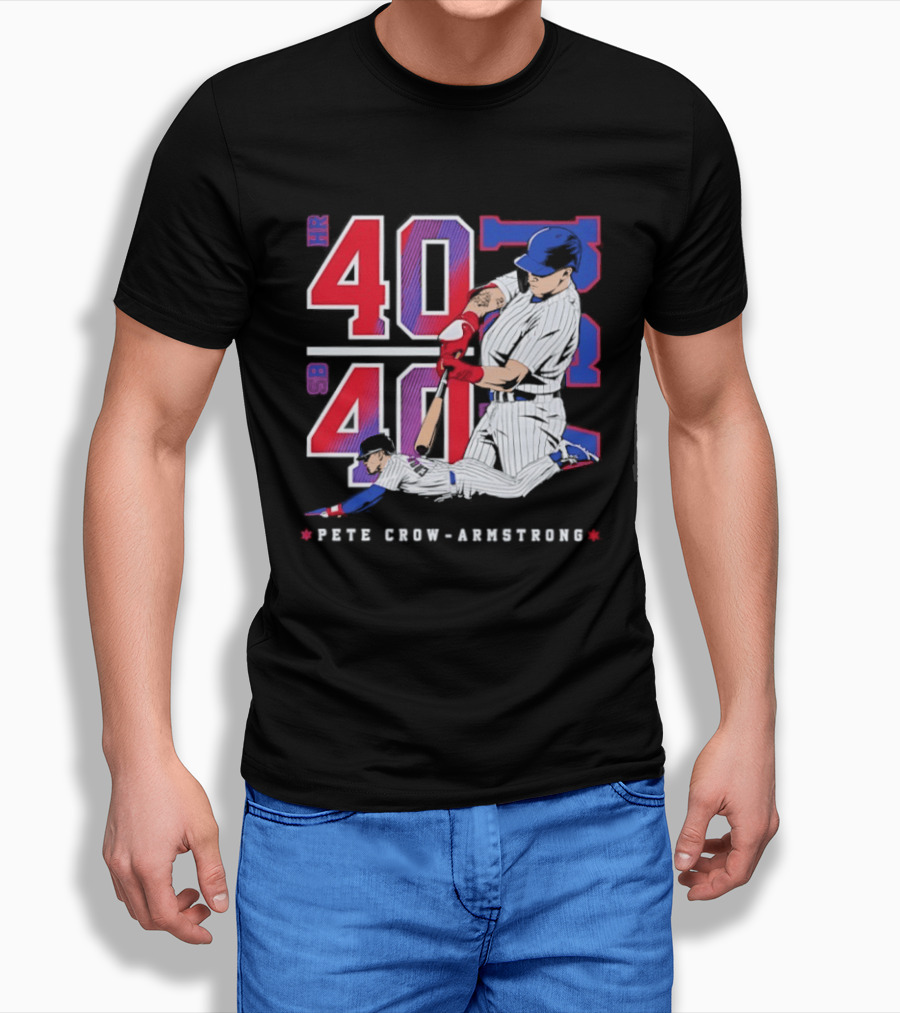 Pete Crow Armstrong 40 40 HR SB Club Chicago Cubs Players T-Shirt