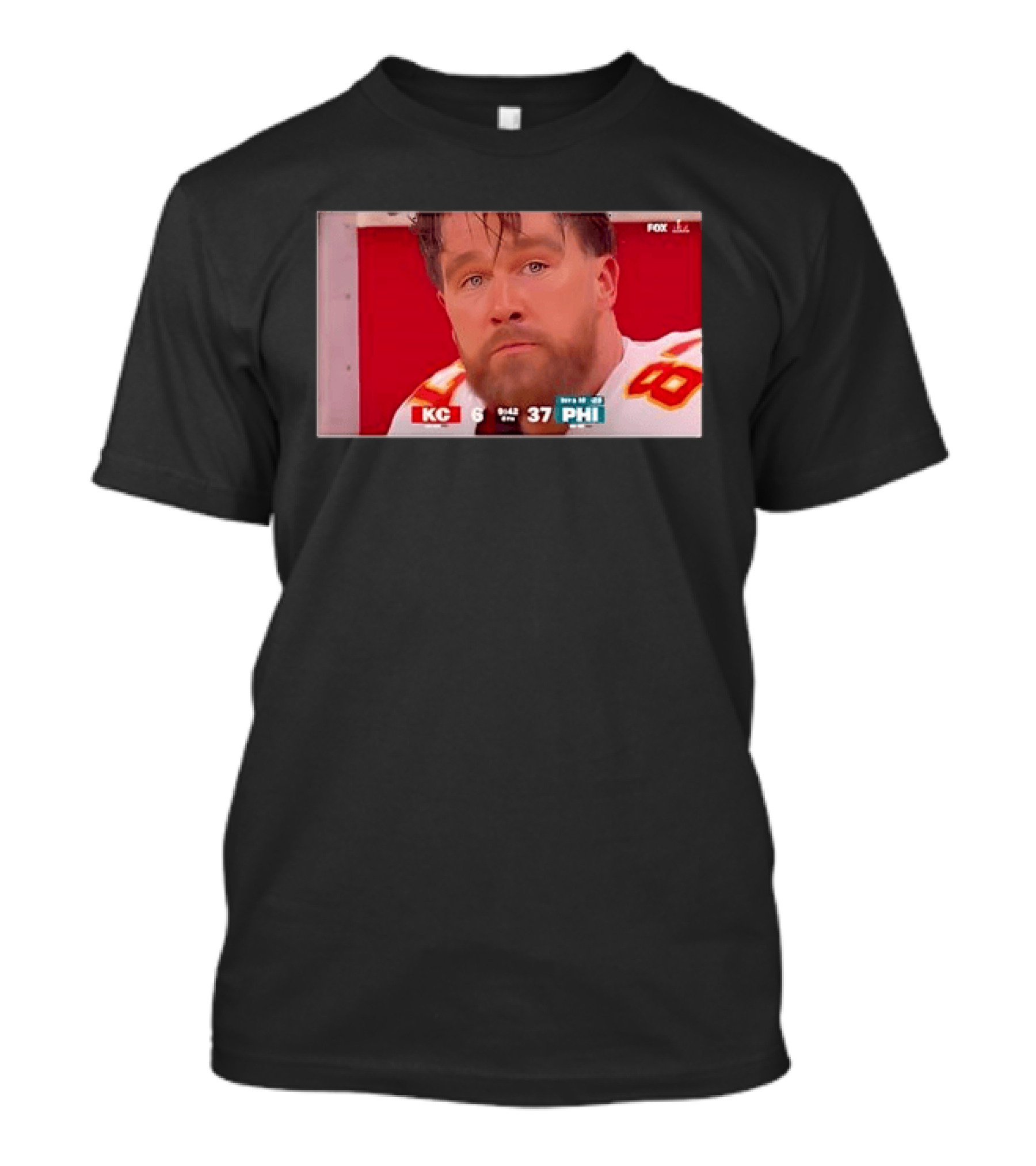 Kelce's Face Disappointment KC 6 PHI 37 NFL Football Game Loss T-Shirt