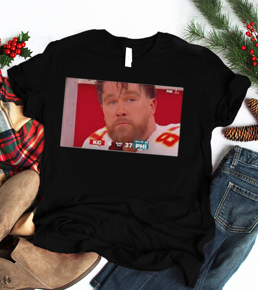 Kelce's Face Disappointment KC 6 PHI 37 NFL Football Game Loss T-Shirt