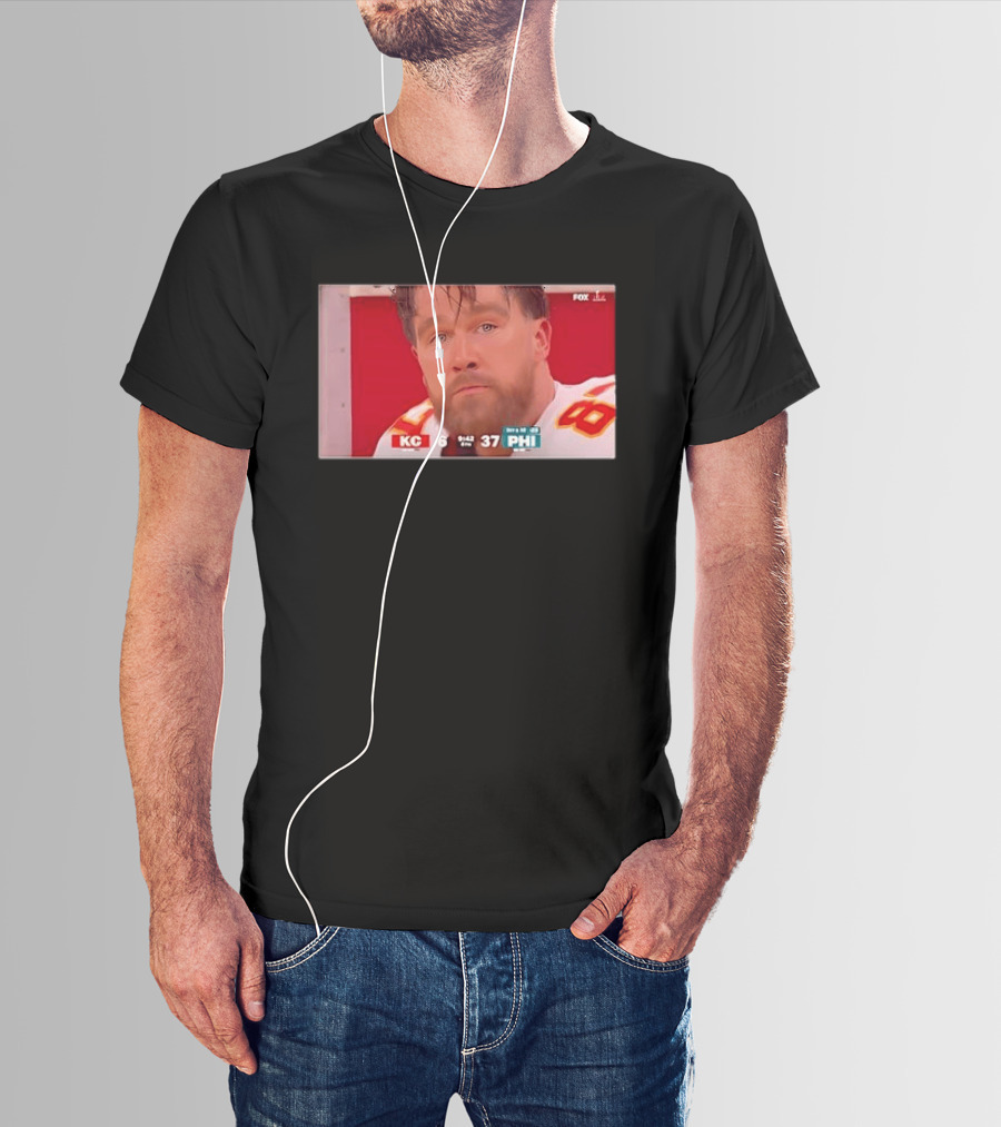 Kelce's Face Disappointment KC 6 PHI 37 NFL Football Game Loss T-Shirt