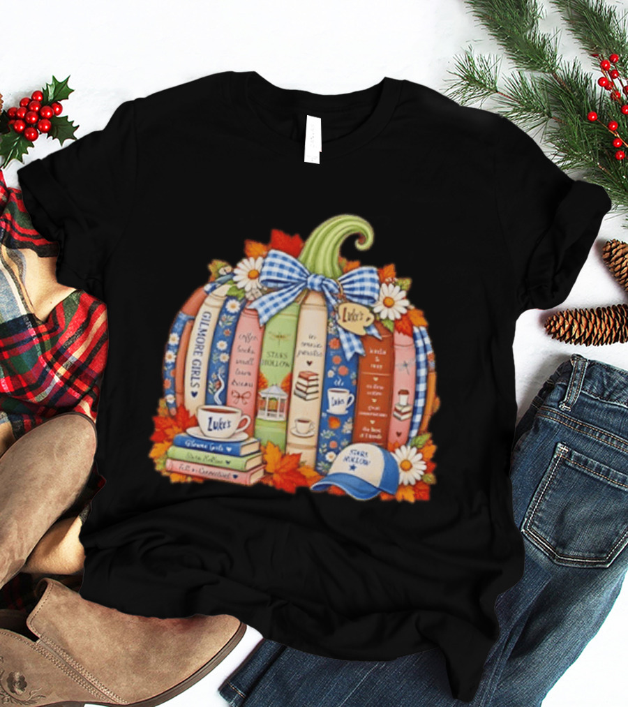 Gilmore Girls Pumpkin Stars Hollow Luke's Coffee Autumn Cozy Bookish Vibes T-Shirt
