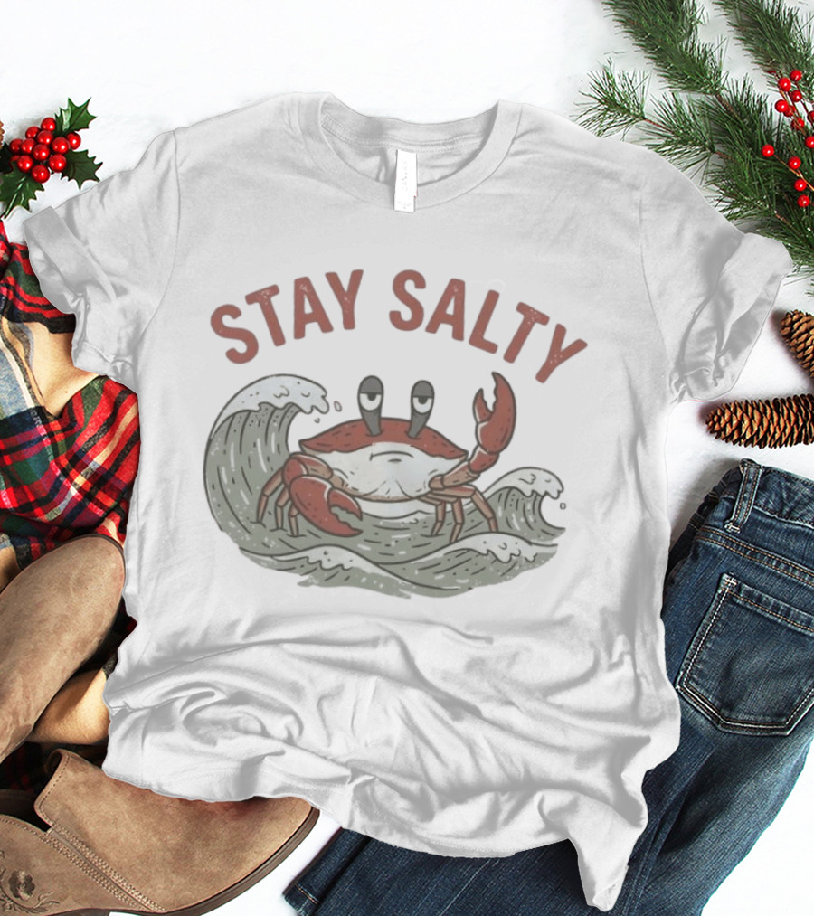 Stay Salty Crab Ocean Waves Sea Creature T-Shirt