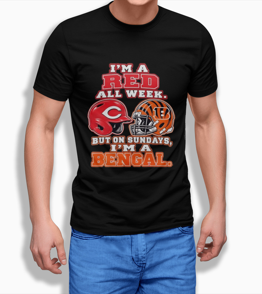 I'm A Red All Week But On Sundays I'm A Bengal Football Helmet And Baseball Helmet T-Shirt