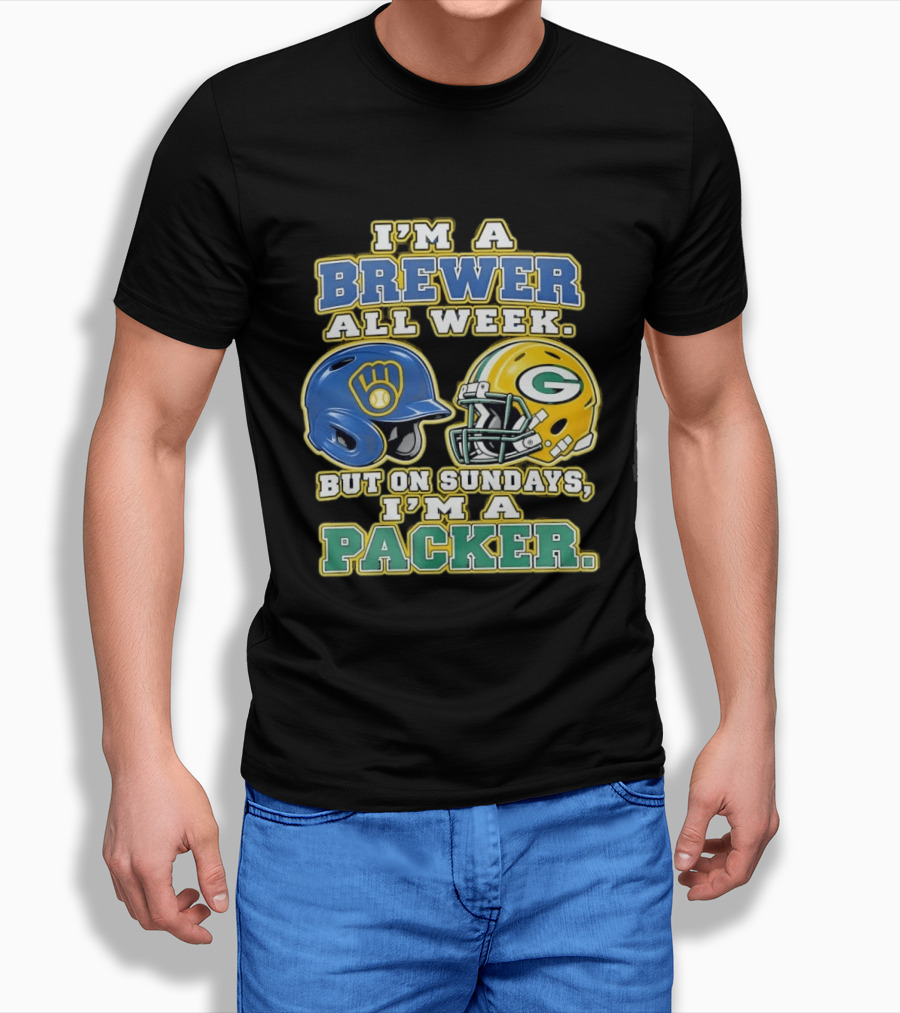 I'm A Brewer All Week But On Sundays I'm A Packer Helmet T-Shirt