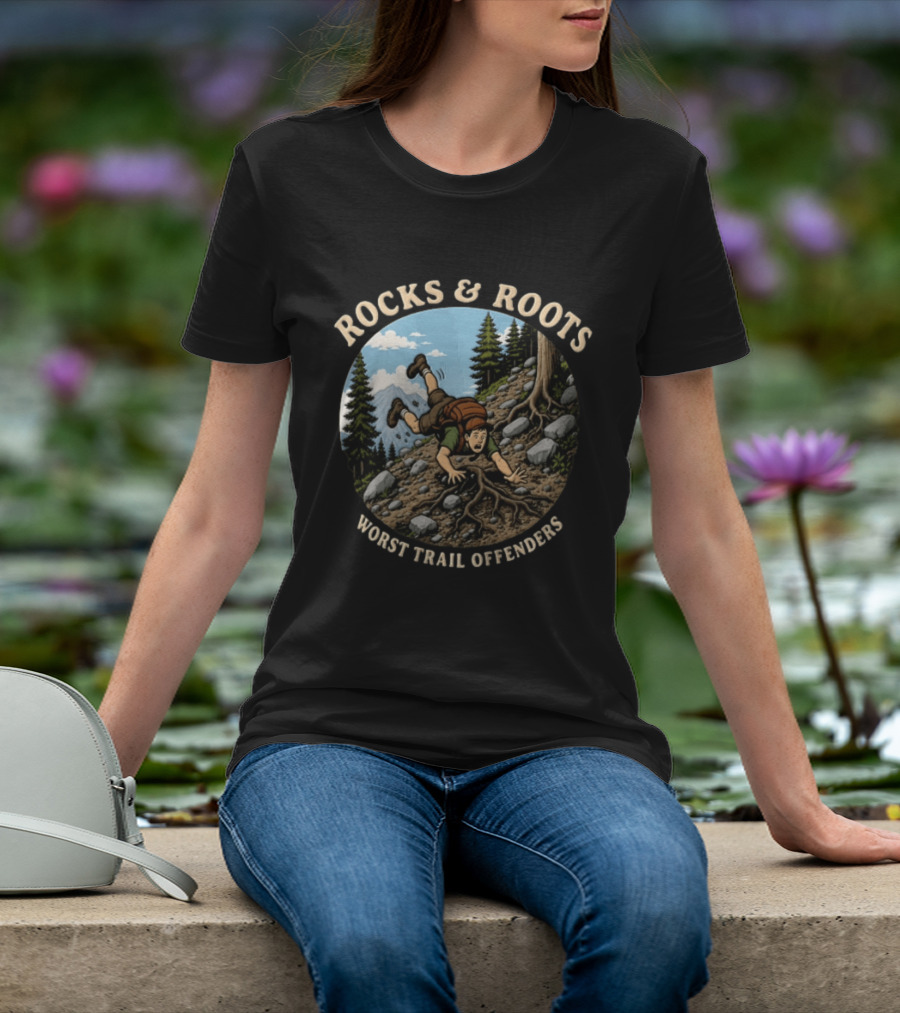 Rocks And Roots Worst Trail Offenders Hiking Humor T-Shirt