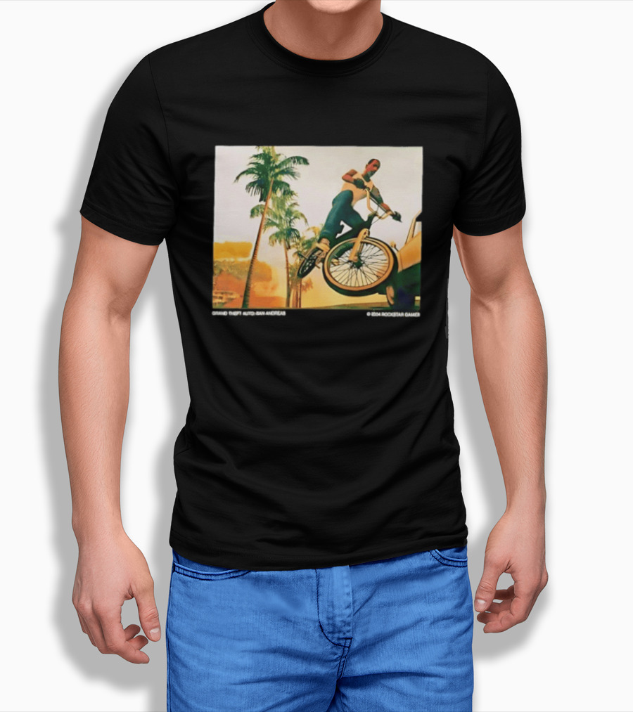 Grand Theft Auto San Andreas Rockstar Games Bicycle Scene T-Shirt
