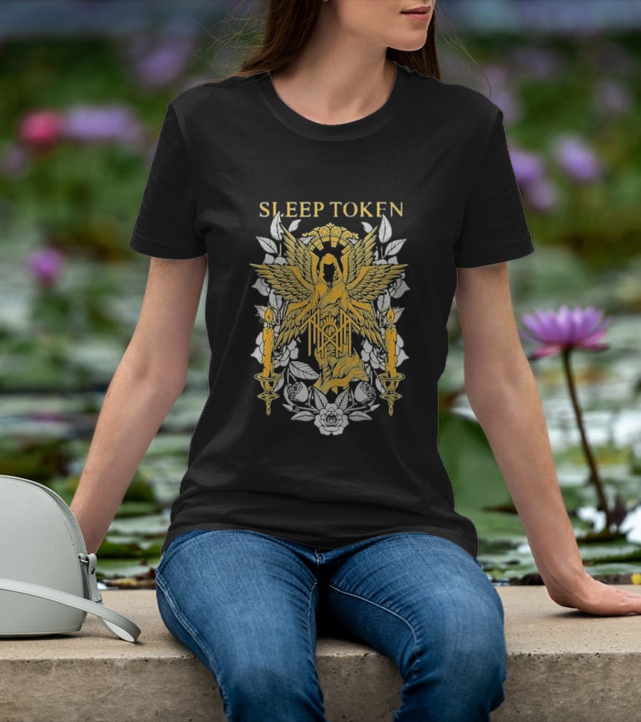 Sleep Token Angelic Golden Ascendant With Candles And Roses T-Shirt