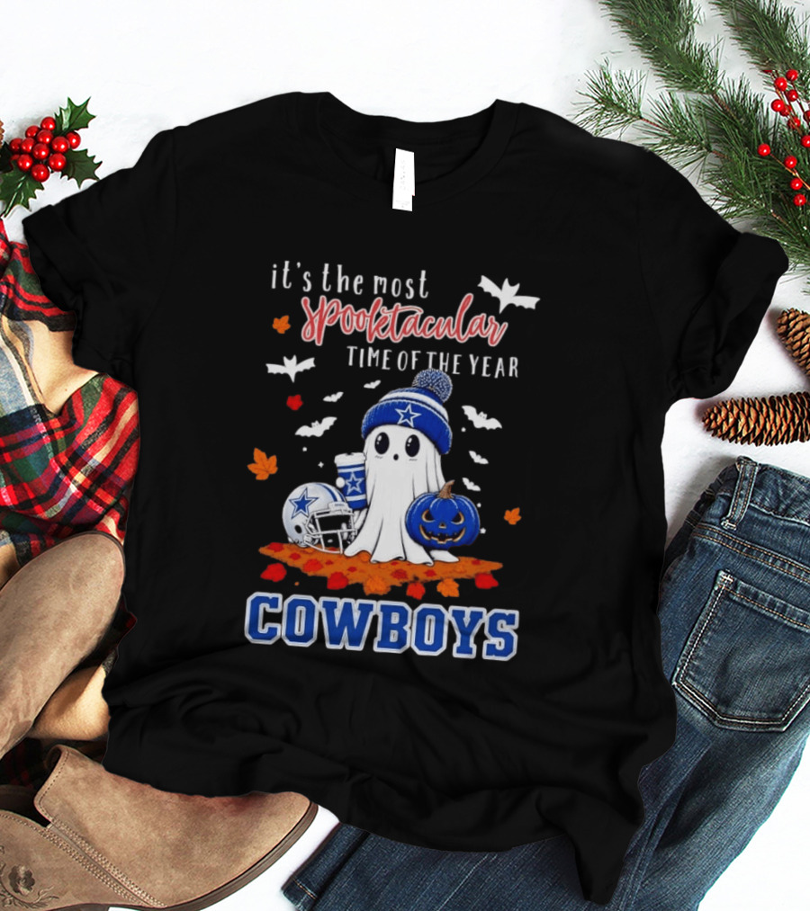 It's The Most Spooktacular Time Of The Year Cowboys Halloween Ghost Pumpkin Football T-Shirt