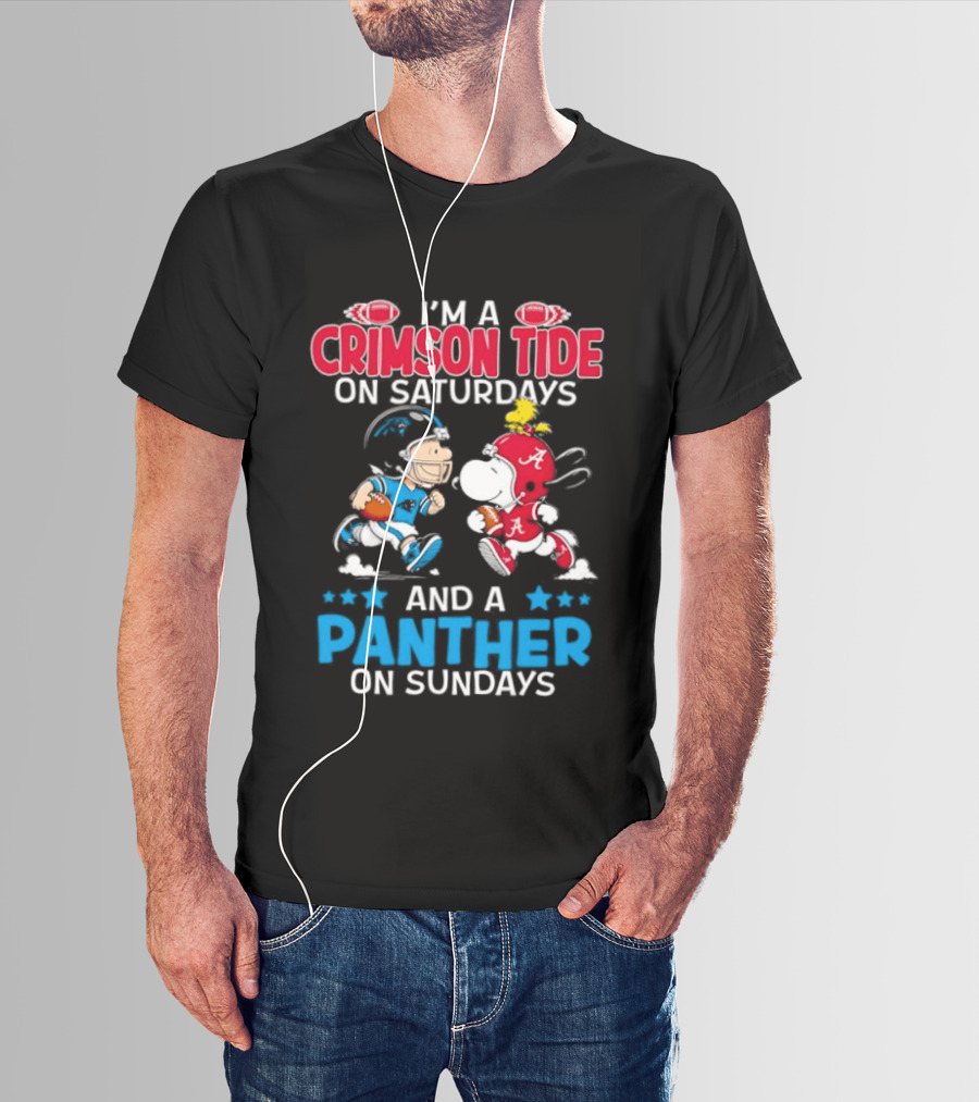 I'm A Crimson Tide On Saturdays And A Panther On Sundays Snoopy And Charlie Brown T-Shirt