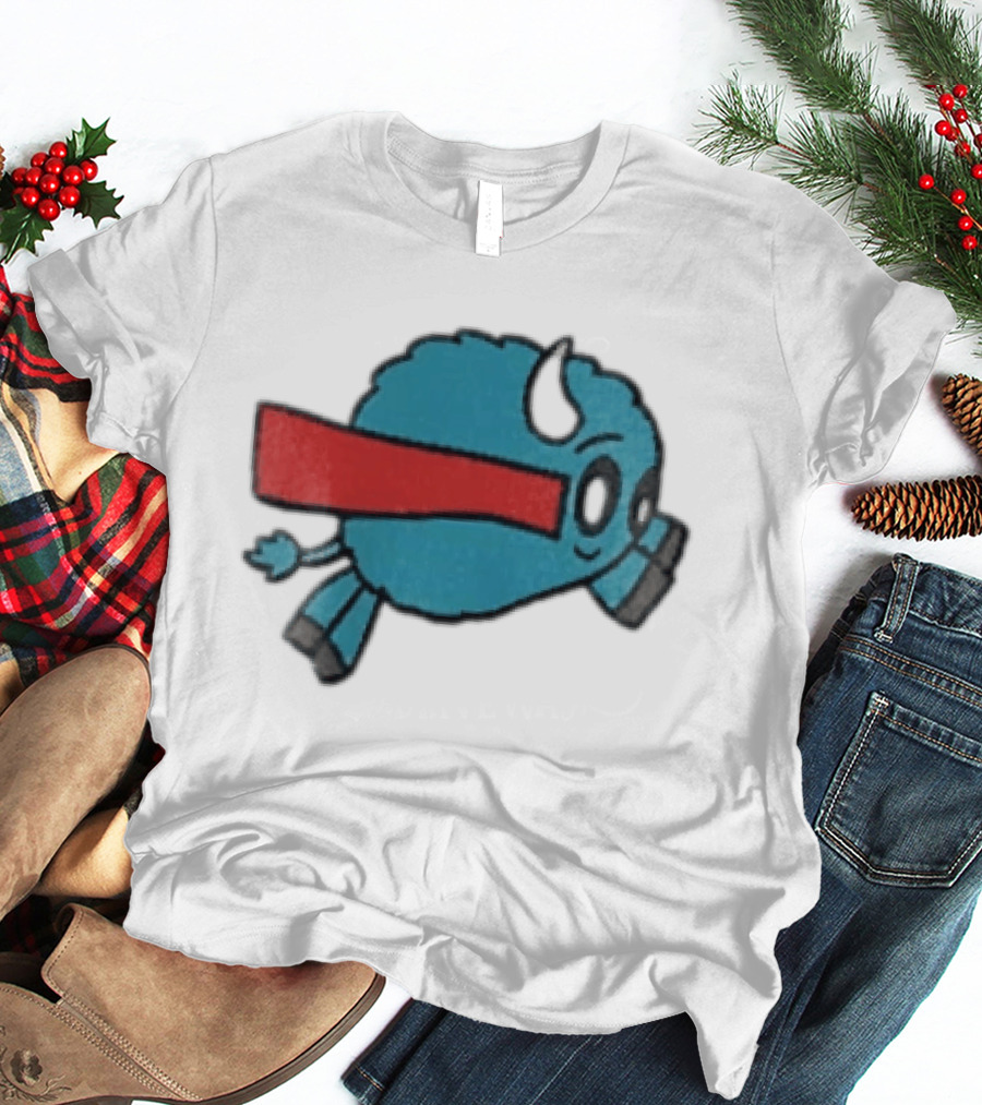 Buffalo Superhero With Red Cape Flying Action T-Shirt