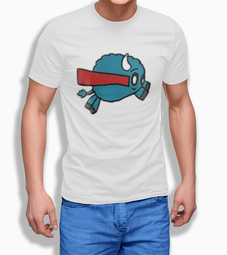 Buffalo Superhero With Red Cape Flying Action T-Shirt