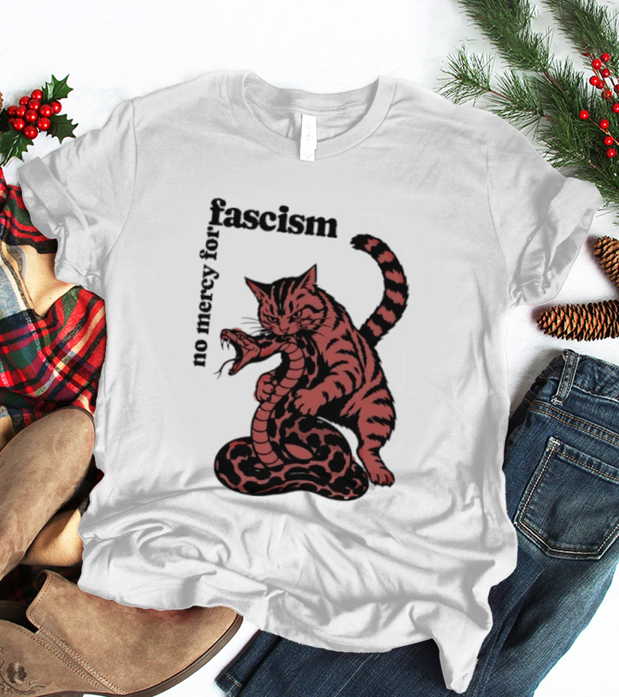 No Mercy For Fascism Cat And Snake T-Shirt