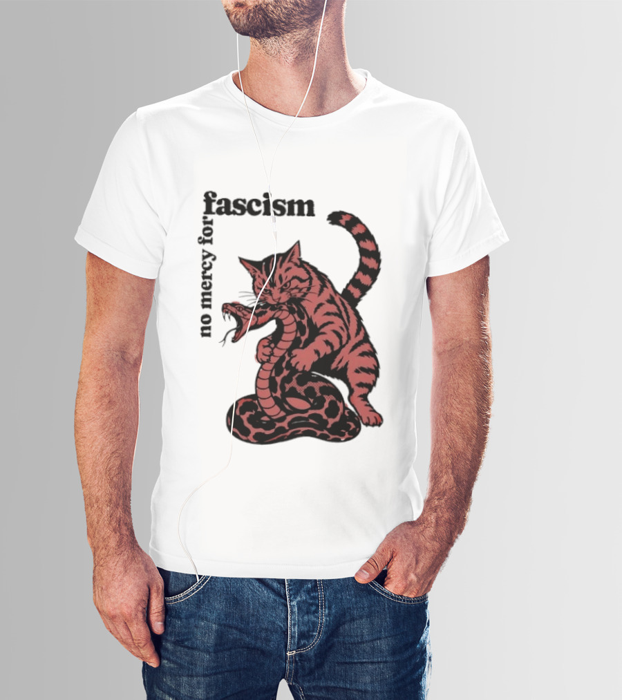 No Mercy For Fascism Cat And Snake T-Shirt