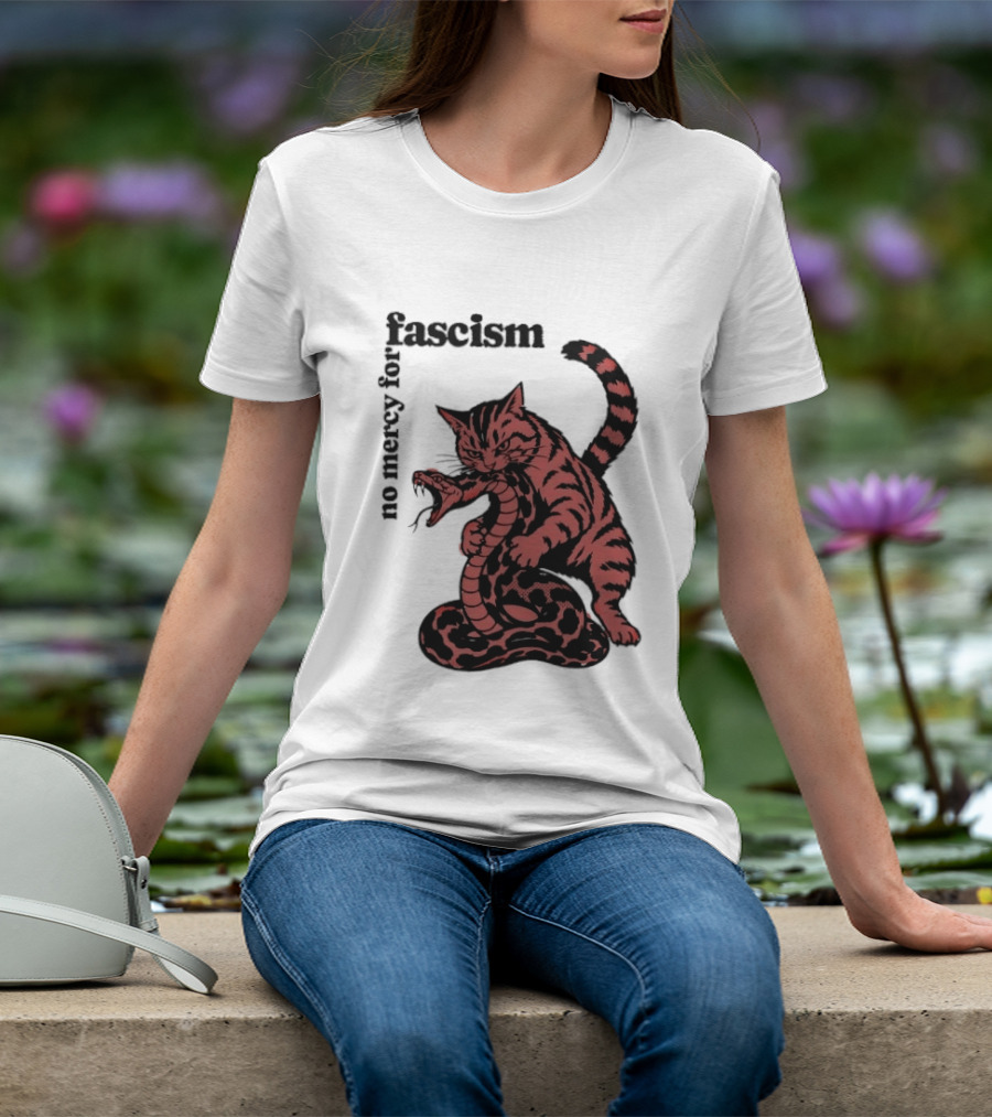No Mercy For Fascism Cat And Snake T-Shirt