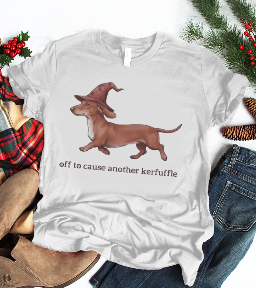 Off To Cause Another Kerfuffle Dachshund Wizard T-Shirt