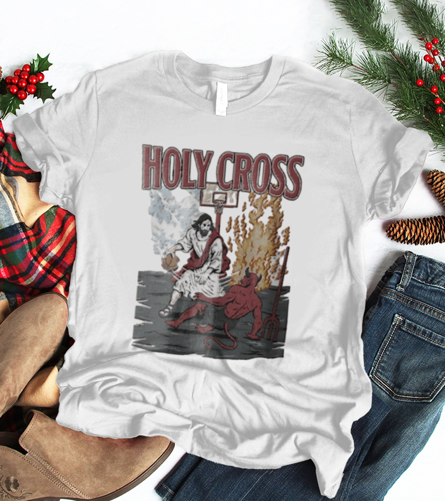 Holy Cross Basketball Player Versus Devil Duel T-Shirt