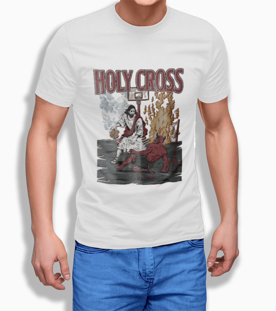 Holy Cross Basketball Player Versus Devil Duel T-Shirt