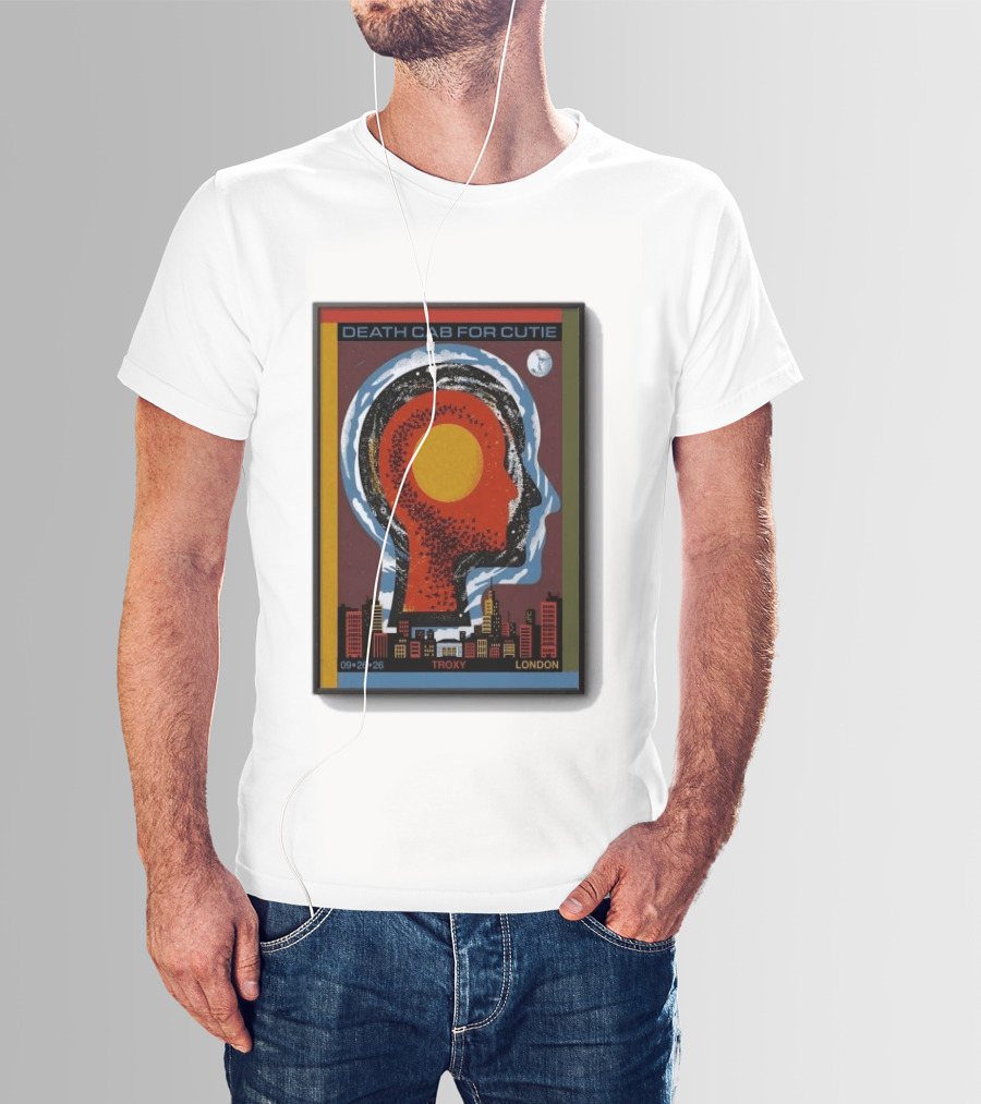 Death Cab For Cutie Troxy London 09.26.26 Concert Urban Skyline And Moon T-Shirt