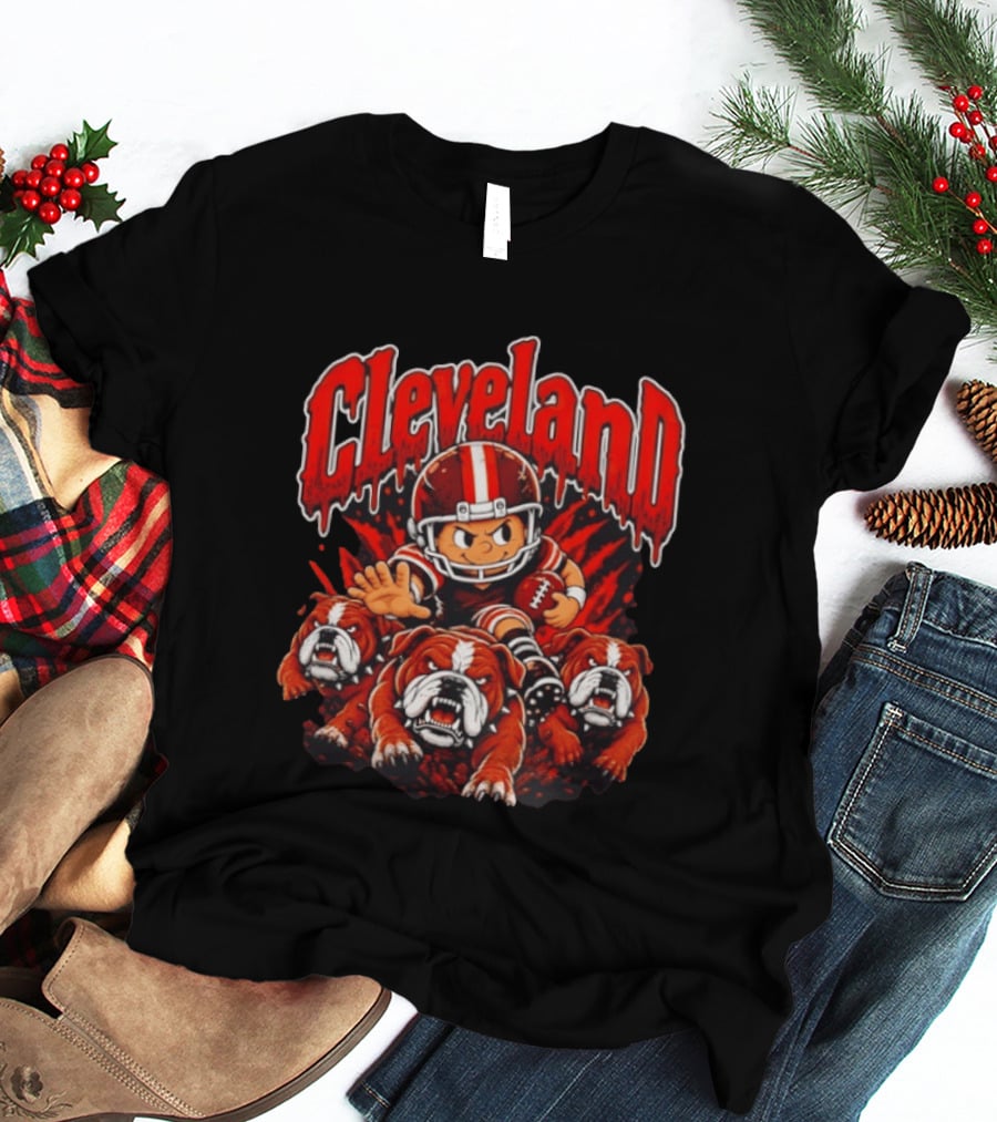 Cleveland Browns Bulldog Football Cartoon Vintage Style 2026 T-Shirt