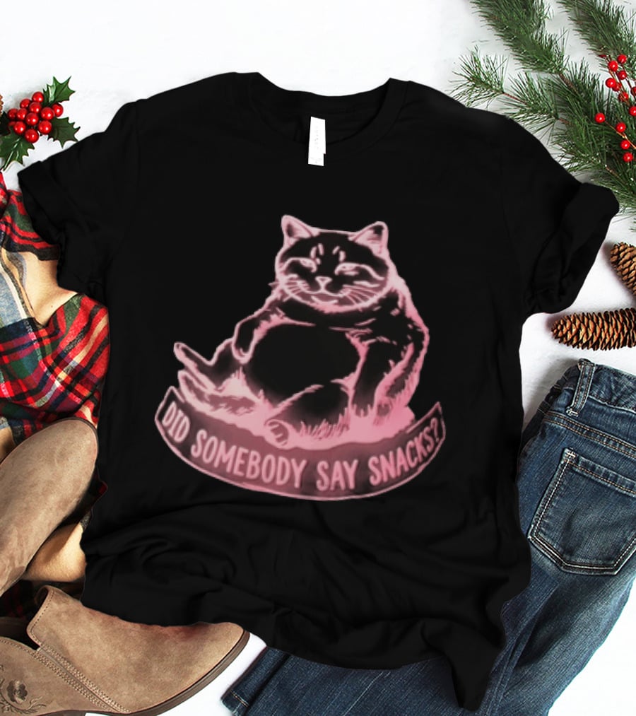 Did Somebody Say Snacks Fat Cat Neon Sitting T-Shirt
