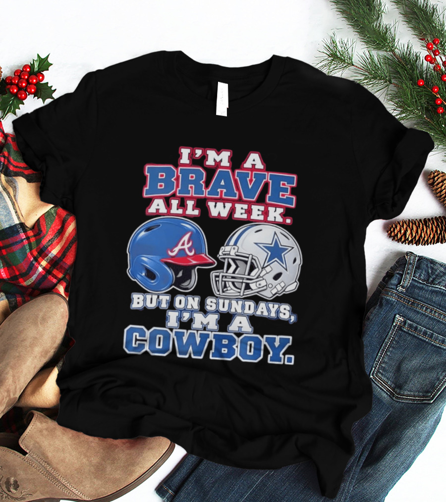 I'm A Brave All Week But On Sundays I'm A Cowboy Helmet Combination T-Shirt